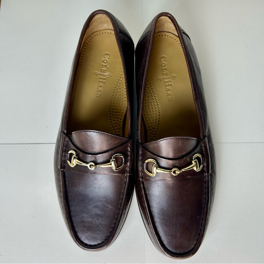 NEW Cole Haan Men's Brown Loafers with brass bit size 8.5W